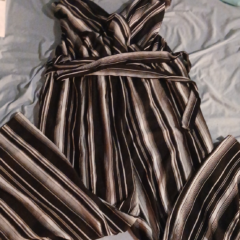 Striped Jumpsuit with Belt